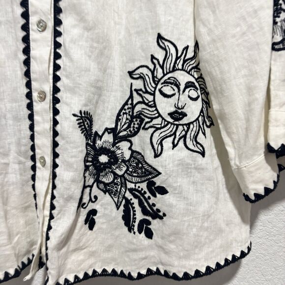 Johnny Was Addison Kimono Sleeve Shirt Floral Embroidery Large Embroidered Sun - Picture 5 of 14